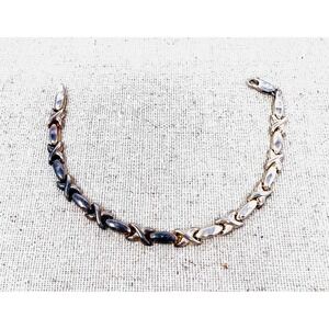 Vintage Sterling Silver XO Hugs and Kisses Link Bracelet Lobster Clasp Bracelet